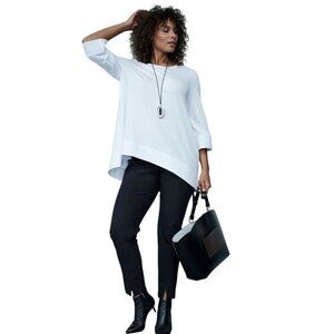 Christian Siriano For J.Jill Mixed-Media Tee Lagonlook White Tunic Size Lp